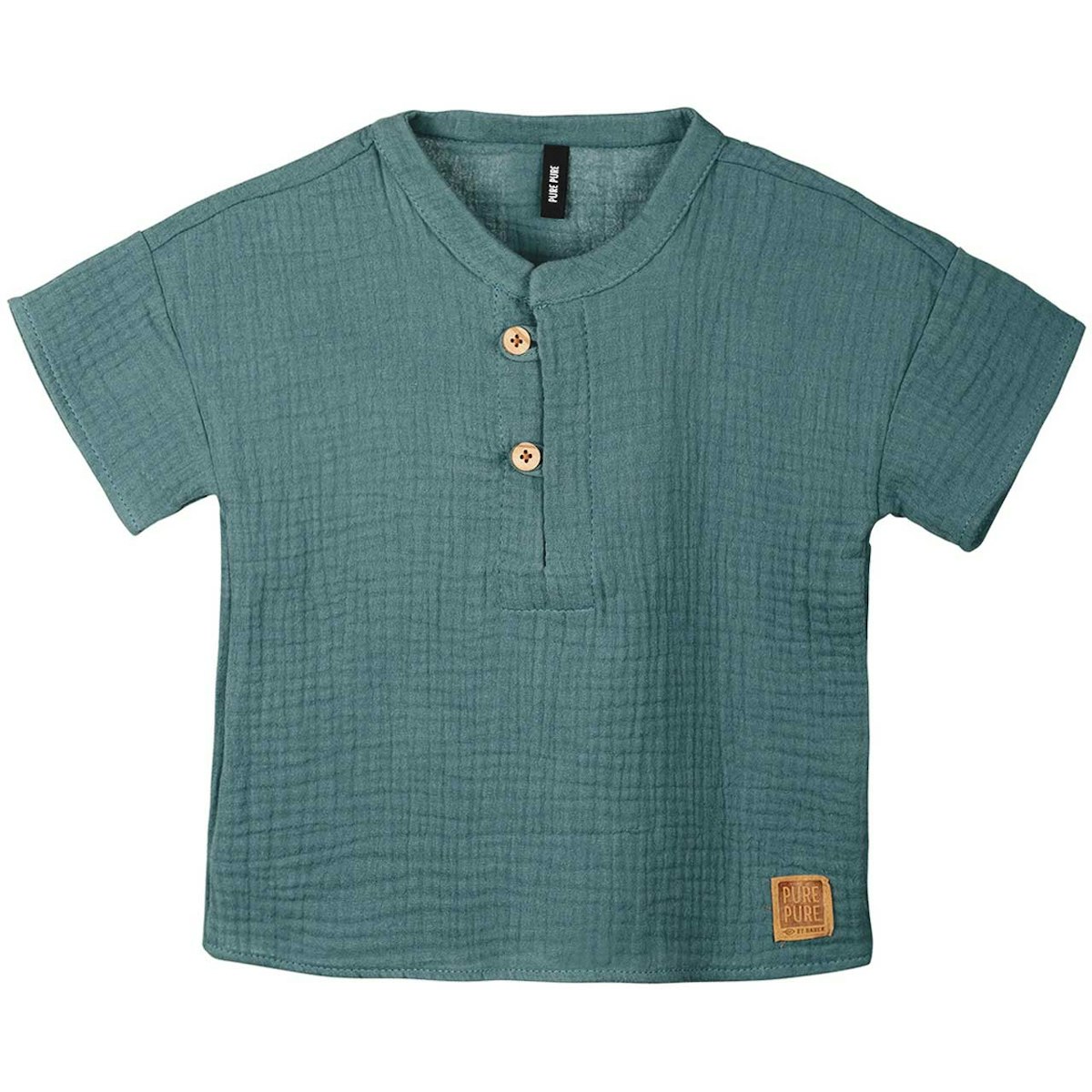 Musselin Shirt kurzarm arktic-blau 86