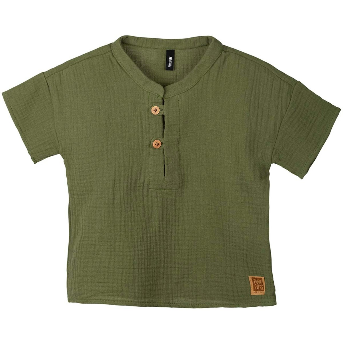 Musselin Shirt kurzarm dunkelgrün 92