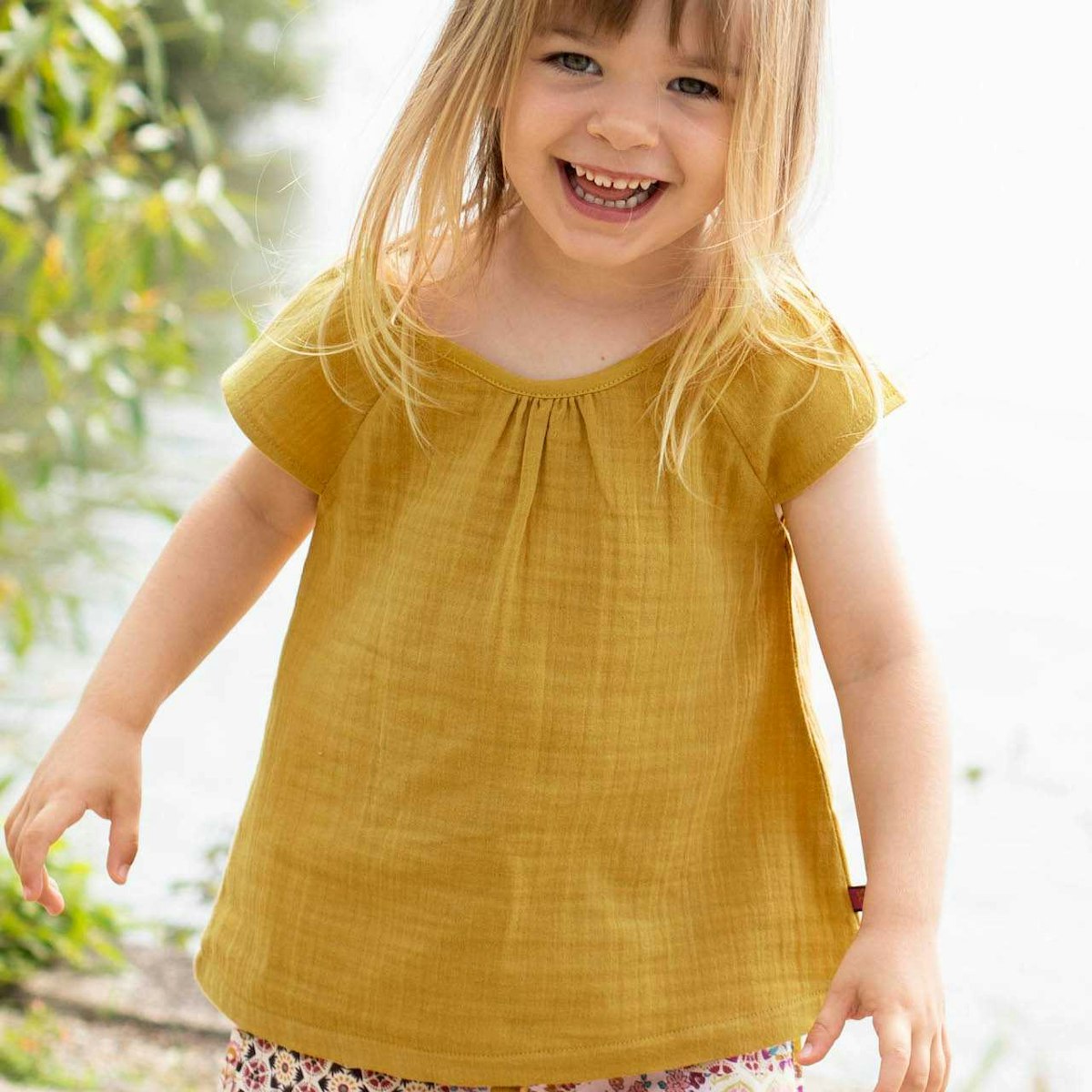 Musselin Shirt kurzarm ocker 110