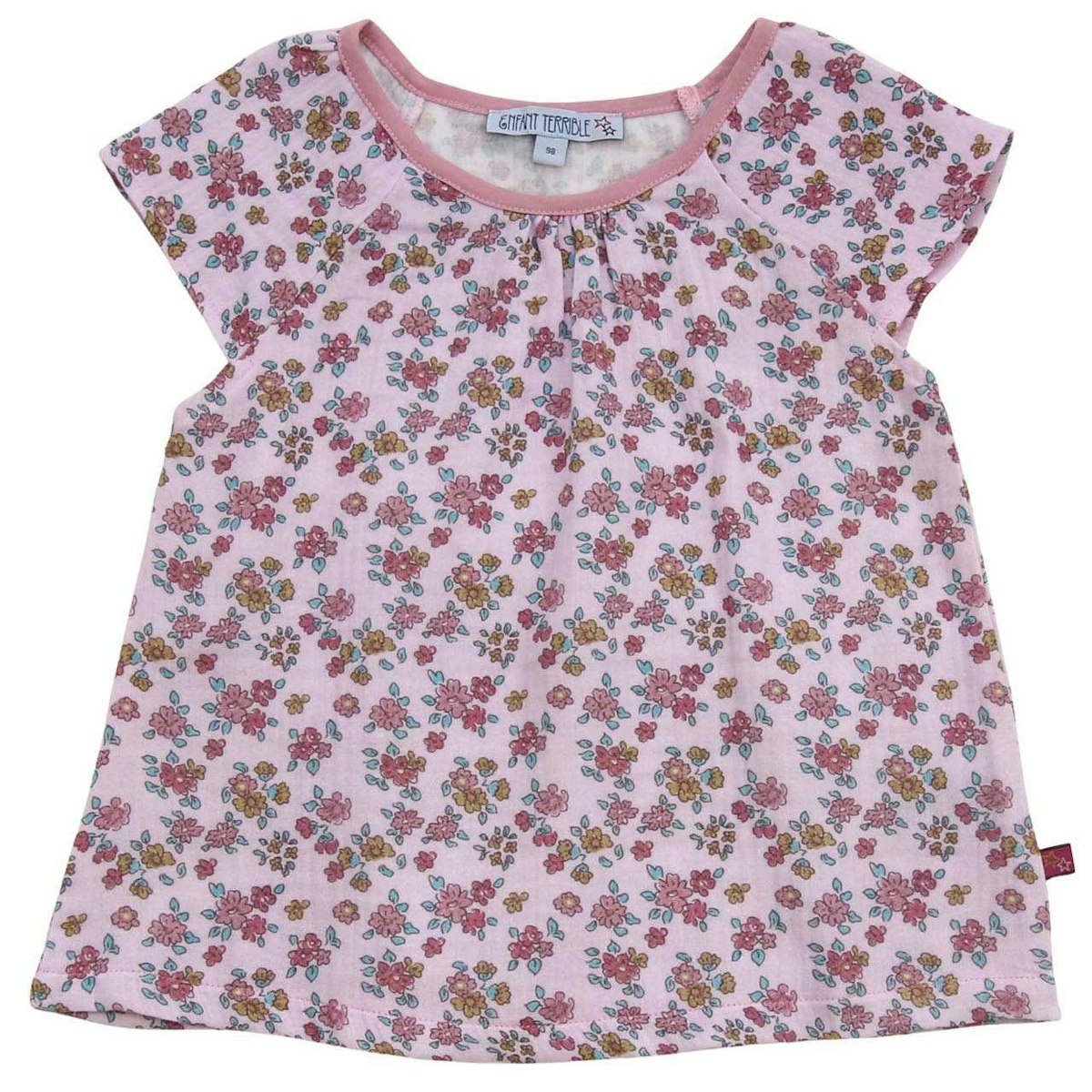 Musselin Shirt kurzarm rosa geblümt 110