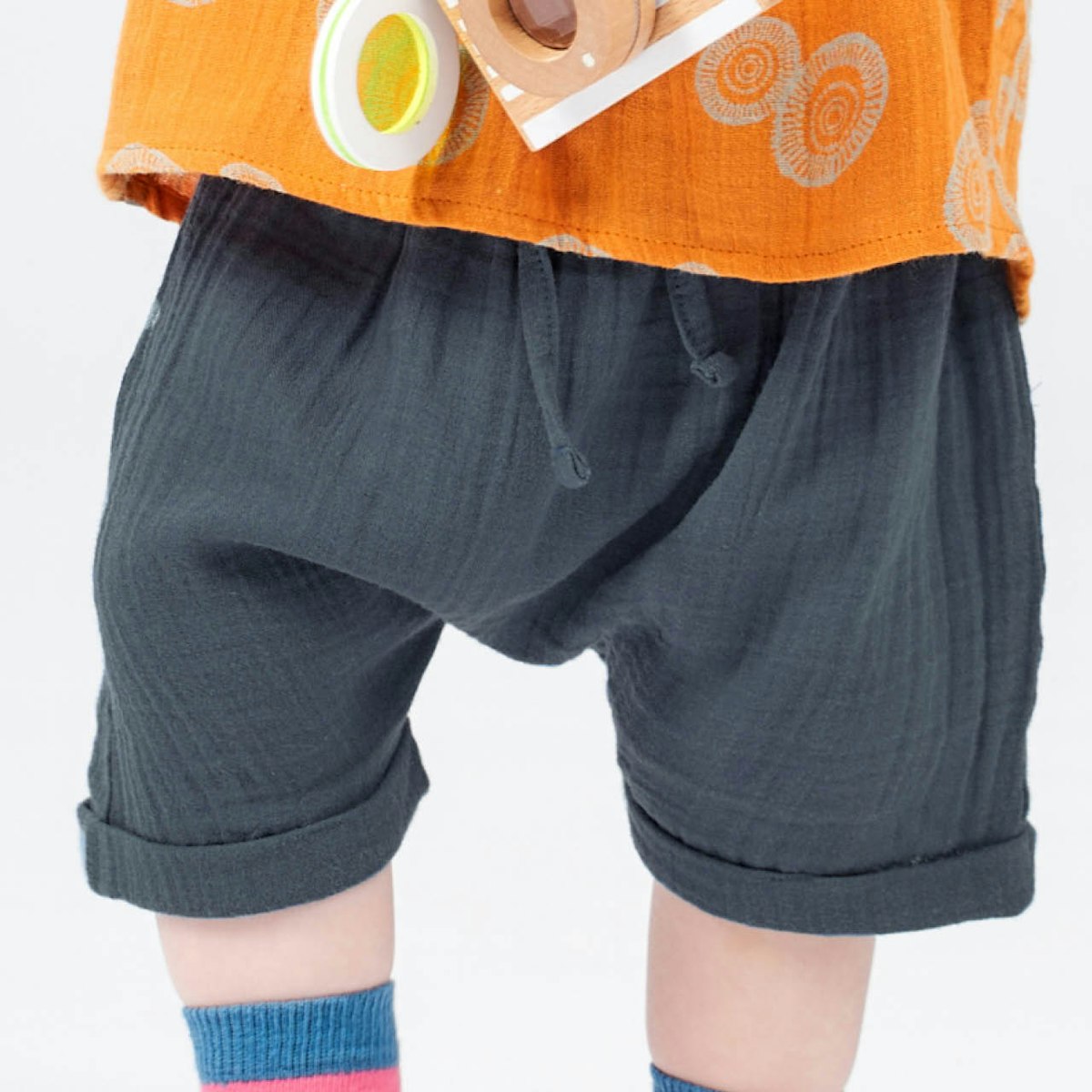 Musselin Shorts luftig blaugrau 80/86