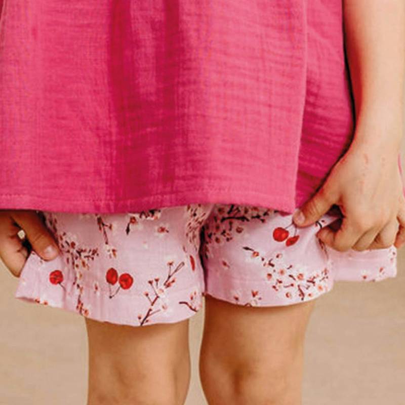 Musselin Shorts zum Binden Blumen rosa 116