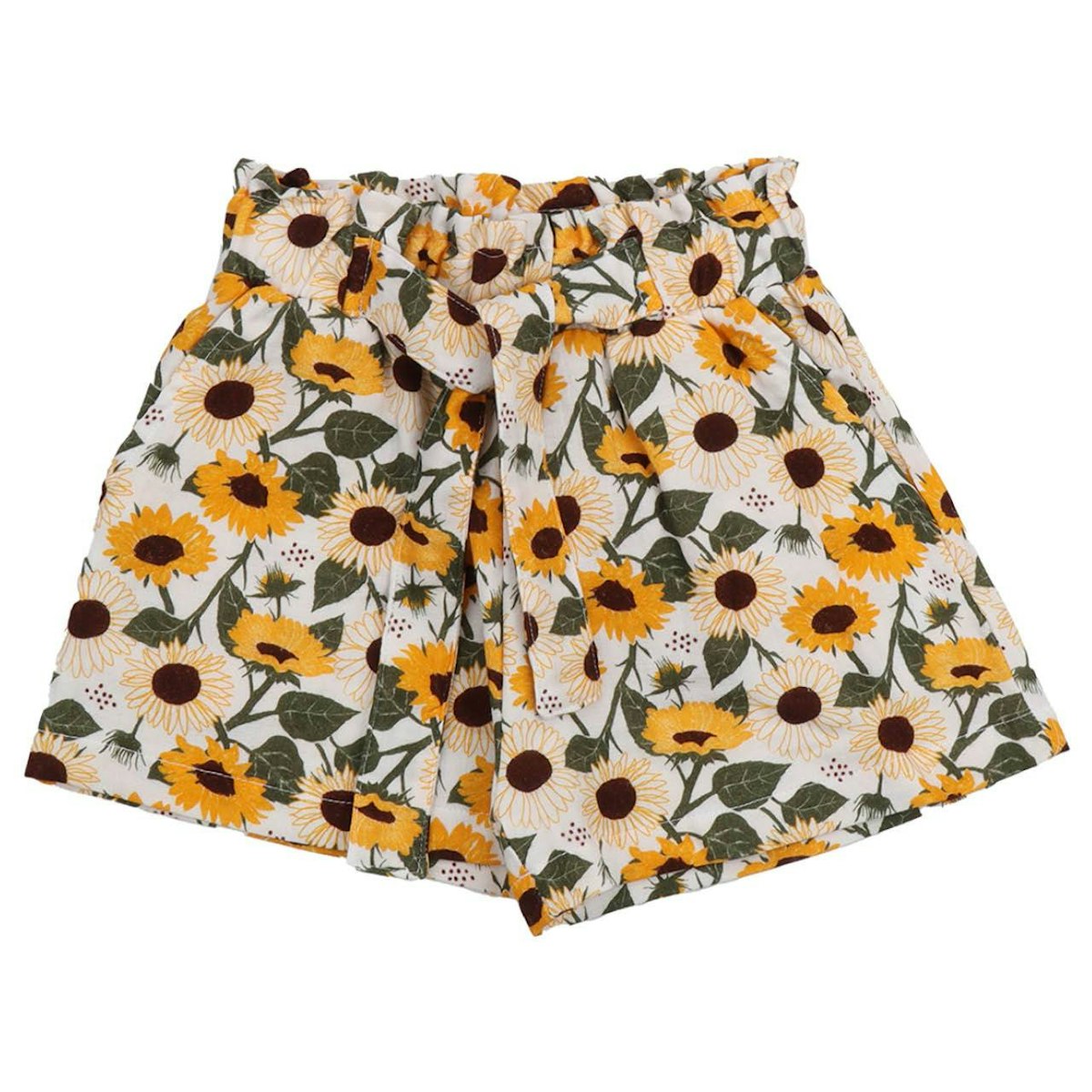 Musselin Shorts zum Binden Sonnenblumen gelb 110