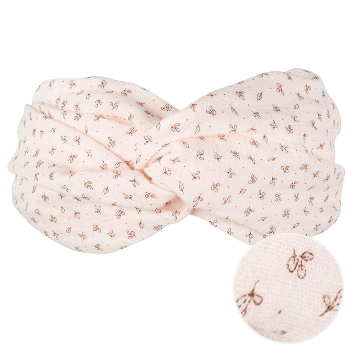 Musseline Haarband Kopftuch rosa-braun Blätter 55/57 Musseline Haarband Kopftuch rosa-braun Blätter 55/57