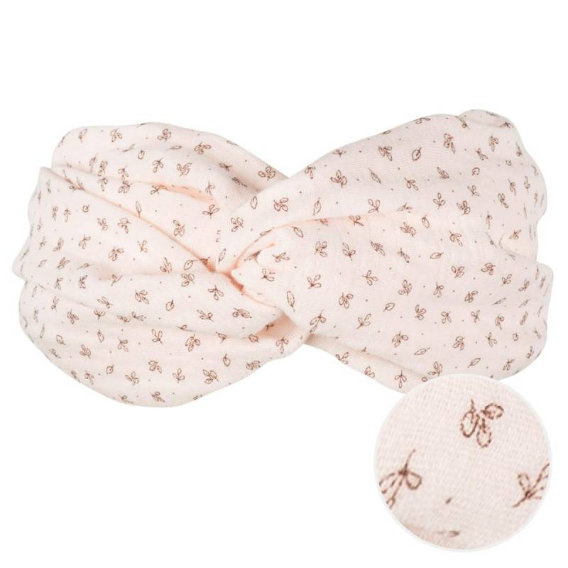 Musseline Haarband Kopftuch rosa-braun Blätter 55/57 Musseline Haarband Kopftuch rosa-braun Blätter 55/57