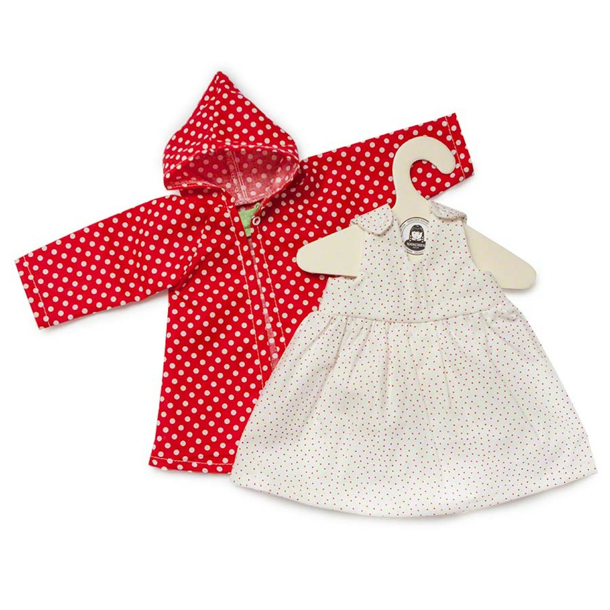 Nanchen Puppenkleidung Tupfenmäntelchen, 38 cm Stoffpuppe