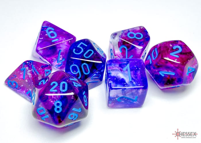 Nebula Nocturnal/Blue Luminary RPG Dice Set Würfel Dices