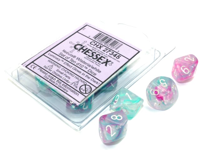 Nebula Wisteria/White Luminary 10x W10 Dice Set D10 Würfel Dices