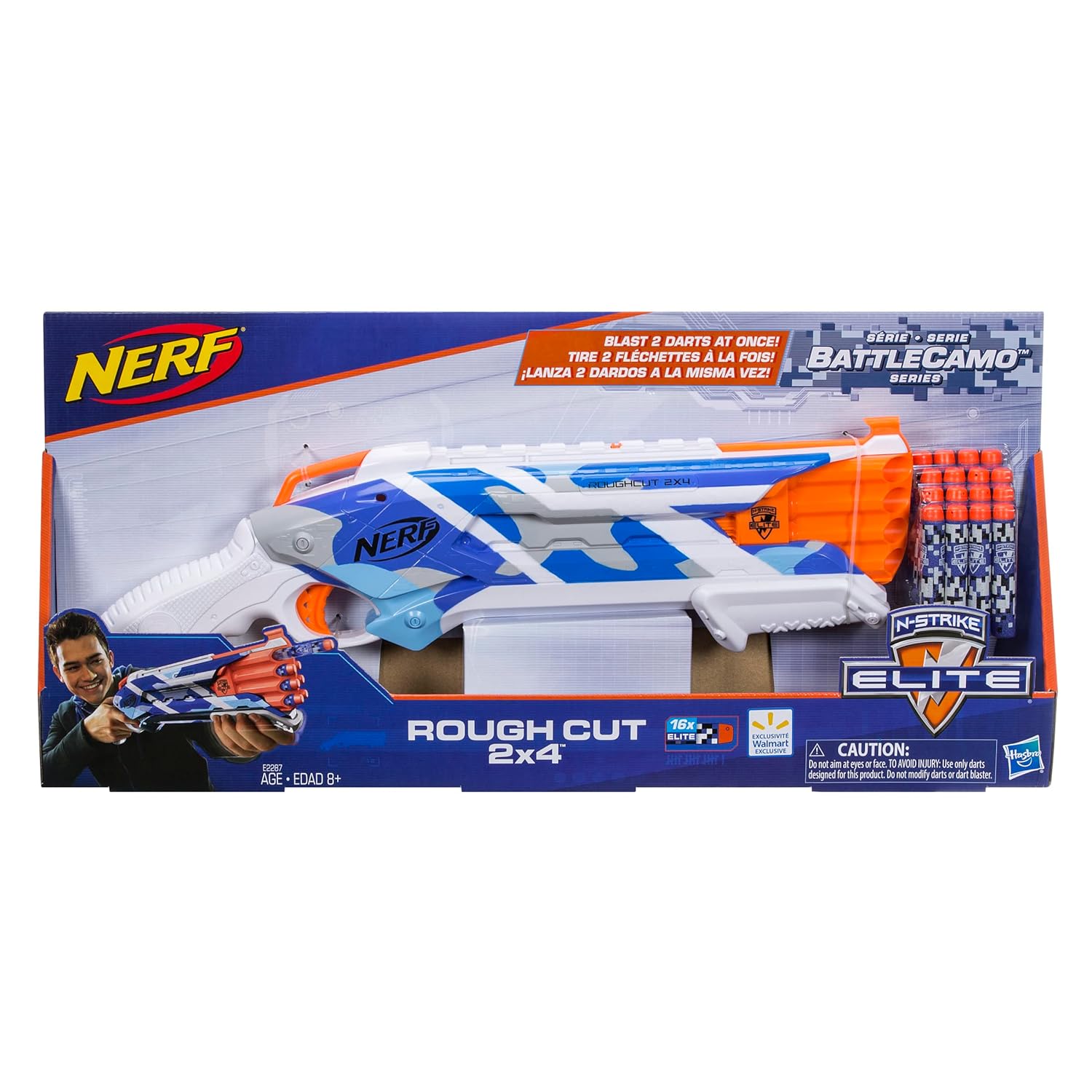 Nerf N-Strike Elite Rough Cut 2x4 BattleCamo Series Dart Blaster, 16 Darts, Outdoor Toys Nerf N-Strike Elite Rough Cut 2x4 BattleCamo Series Dart Blaster, 16 Darts, Outdoor Toys