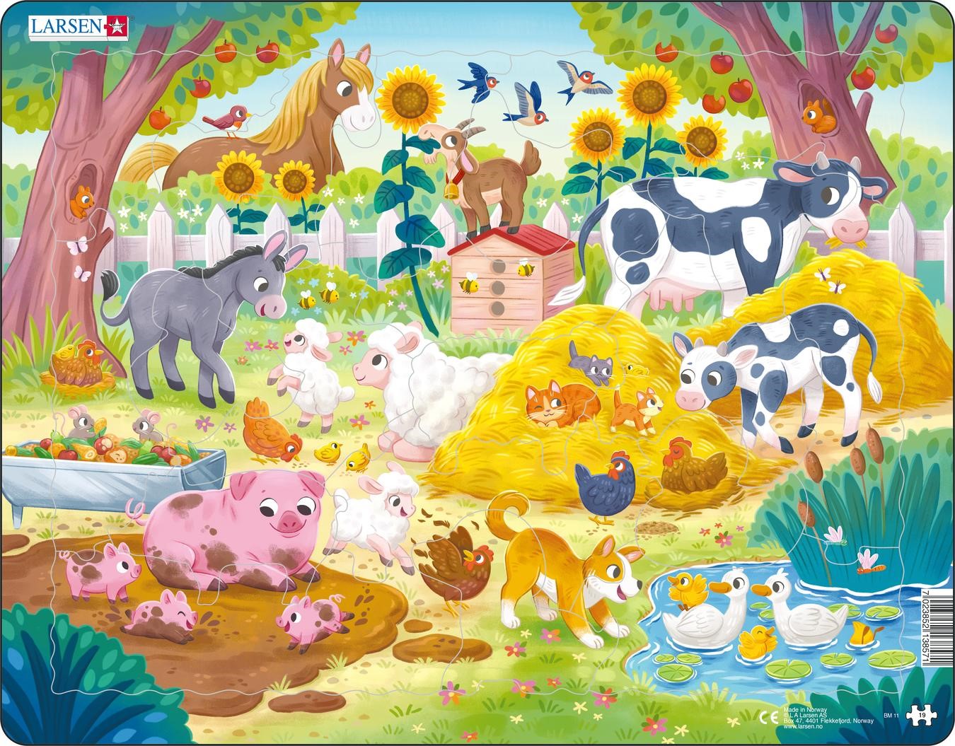 Niedliche Tiere auf dem Bauernhof - Rahmenpuzzle
