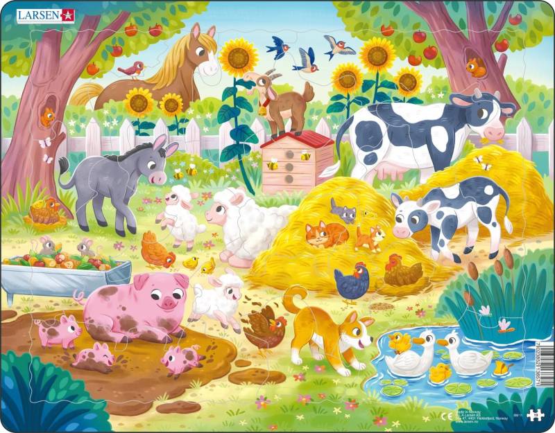 Niedliche Tiere auf dem Bauernhof - Rahmenpuzzle Niedliche Tiere auf dem Bauernhof - Rahmenpuzzle
