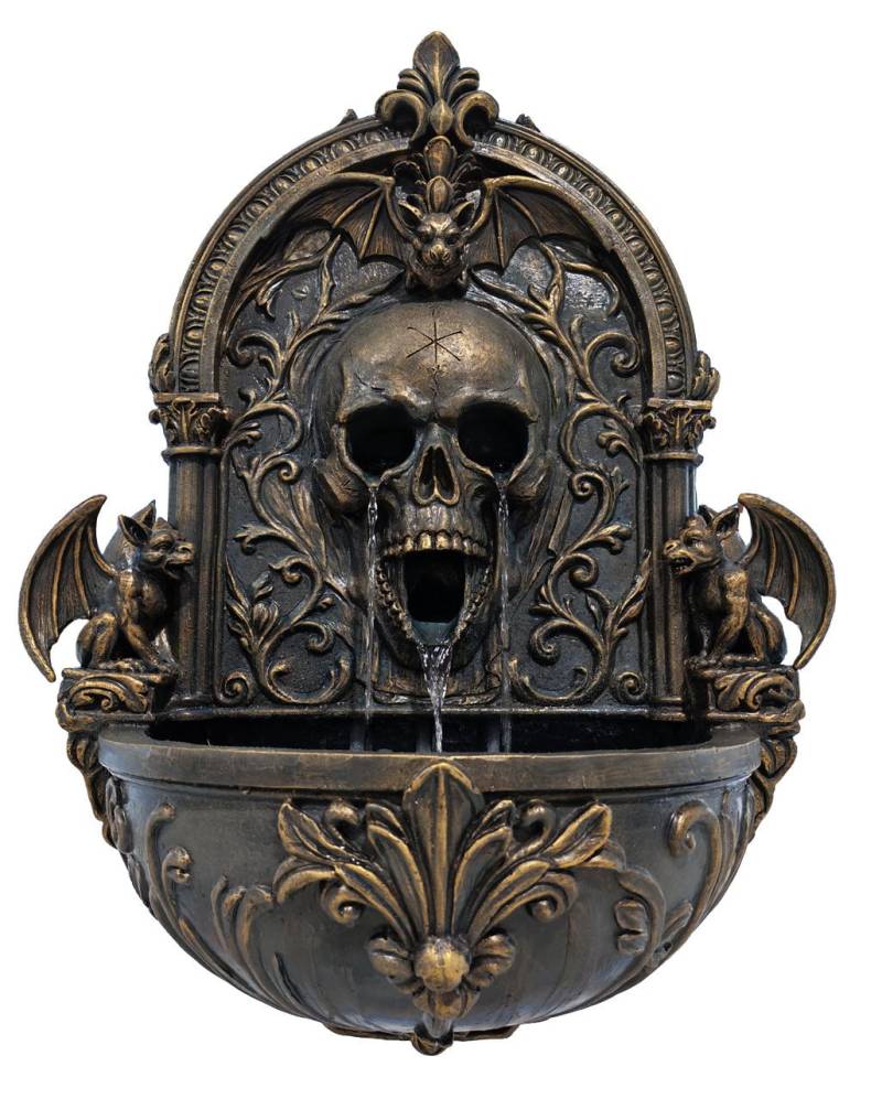 Noctis Manor Gothic Wandbrunnen mit Totenkopf, Fledermaus & Gargoyles 75cm Noctis Manor Gothic Wandbrunnen mit Totenkopf, Fledermaus & Gargoyles 75cm