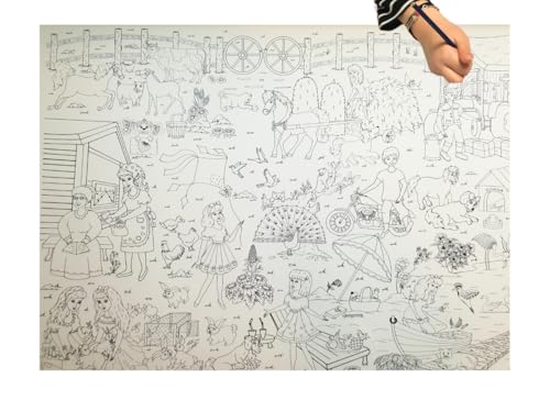Nordic Color Giant Coloring Poster set of Three, The Farm, The Princess and the Happy day von Nordic Color