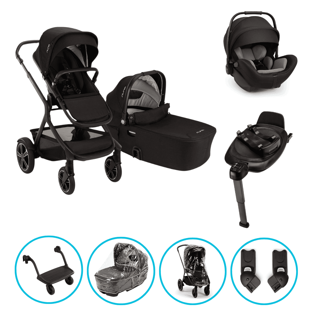 Nuna DEMI Next 4in1 Kinderwagen Set Caviar inkl. Arra Flex Caviar und Base Next und Rider Board
