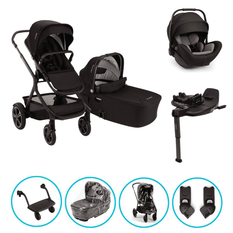 Nuna DEMI Next 8in1 Kinderwagen Set Caviar inkl. Arra Flex Caviar, Base Curv und Rider Board Nuna DEMI Next 8in1 Kinderwagen Set Caviar inkl. Arra Flex Caviar, Base Curv und Rider Board