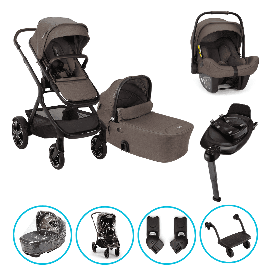 Nuna DEMI Next 8in1 Kinderwagen Set Chestnut inkl. Pipa Next Chestnut, Base Next und Riderboard