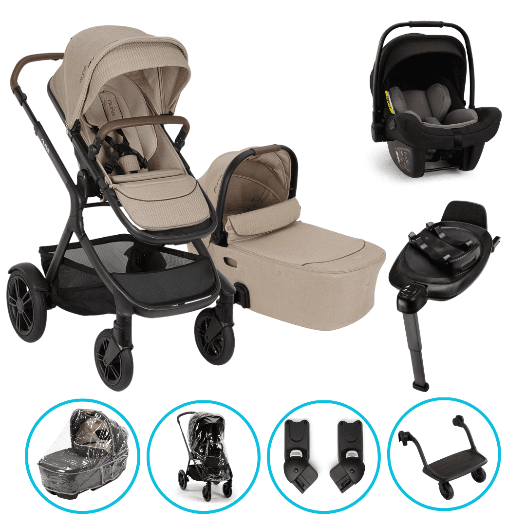 Nuna DEMI Next 8in1 Kinderwagen Set Cosmopolitan inkl. Pipa Next Caviar-Cocolate, Base Next und Riderboard