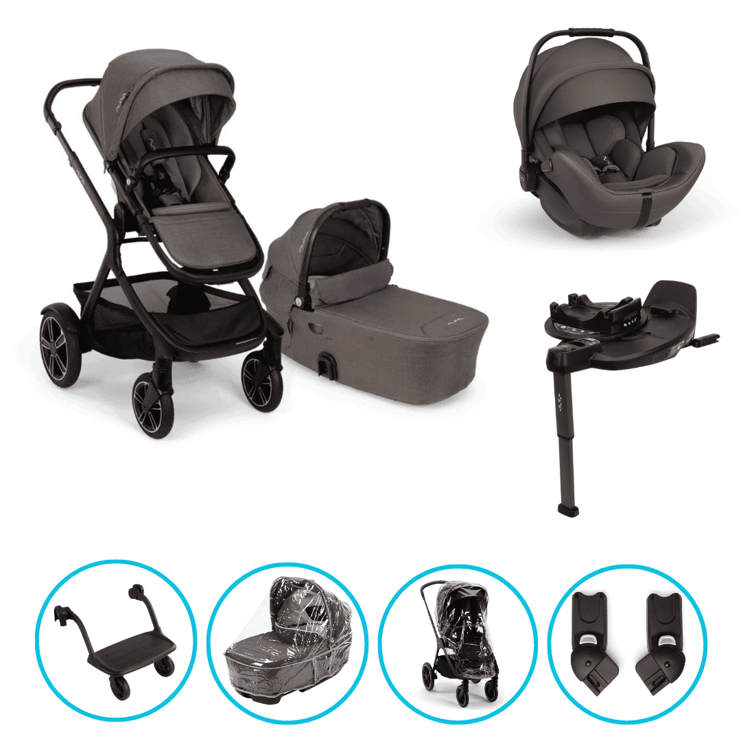 Nuna DEMI Next 8in1 Kinderwagen Set Thunder inkl. Arra Flex Thunder, Base Curv und Rider Board