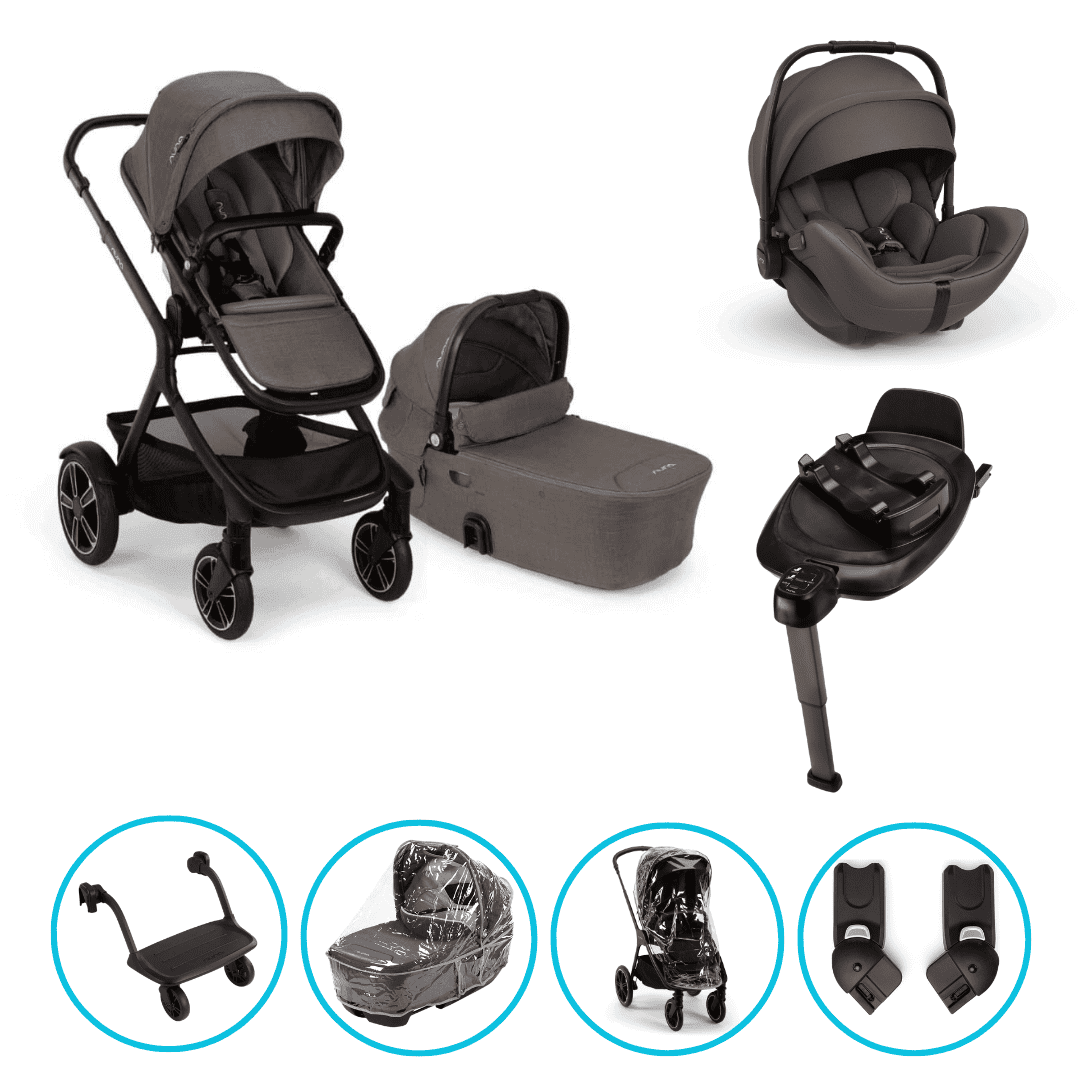 Nuna DEMI Next 8in1 Kinderwagen Set Thunder inkl. Arra Flex Thunder, Base Next und Rider Board
