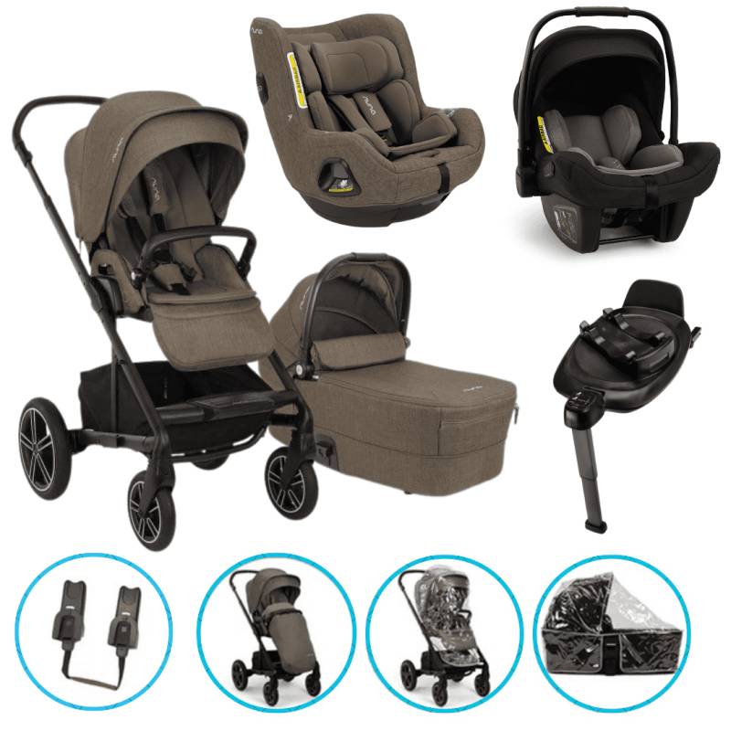 Nuna MIXX Next 10-teiliges Kinderwagen-Set Pistachio inkl. Pipa Next Caviar, TODL Next Pistachio und Base Next