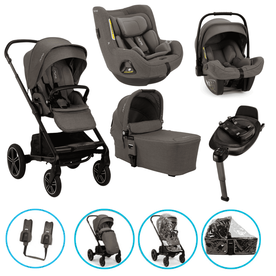 Nuna MIXX Next 10-teiliges Kinderwagen-Set Thunder inkl. Pipa Next, TODL Next und Base Next