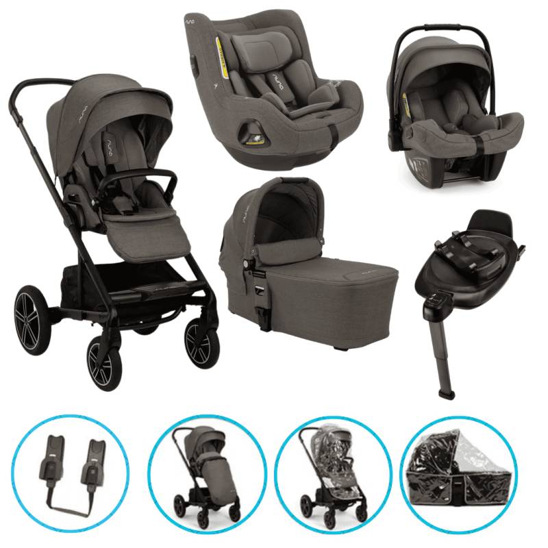 Nuna MIXX Next 10-teiliges Kinderwagen-Set Thunder inkl. Pipa Next, TODL Next und Base Next