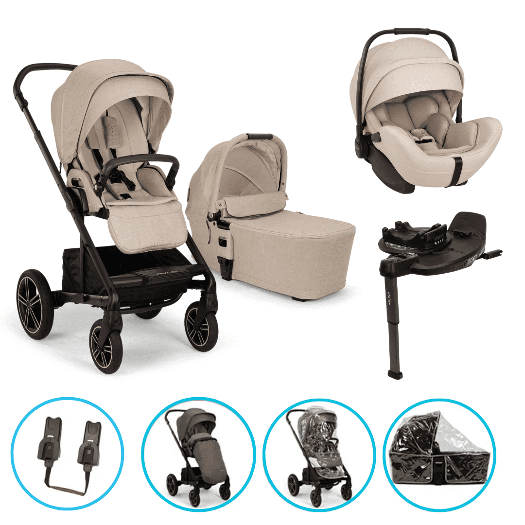 Nuna MIXX next 4in1 Kinderwagen Set Biscotti inkl. Arra flex Biscotti, Base Curv & gratis Zubehör