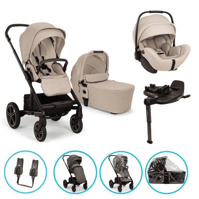 Nuna MIXX next 4in1 Kinderwagen Set Biscotti inkl. Arra flex Biscotti, Base Curv & gratis Zubehör