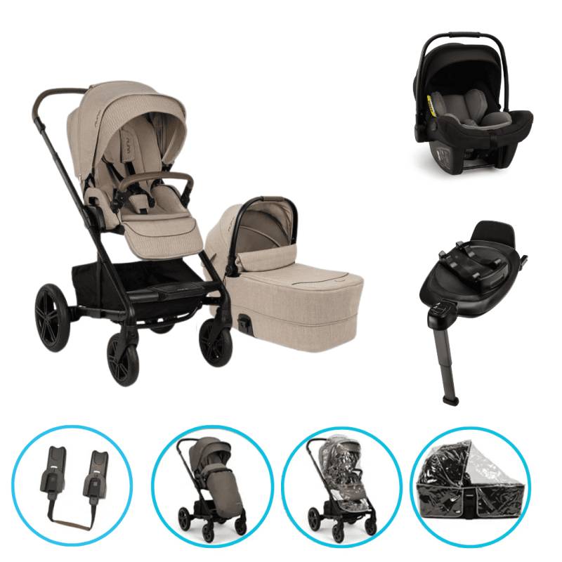 Nuna MIXX next 4in1 Kinderwagen Set Cosmopolitan inkl. Pipa Next Caviar-Chocolate, Base Next und gratis Zubehör