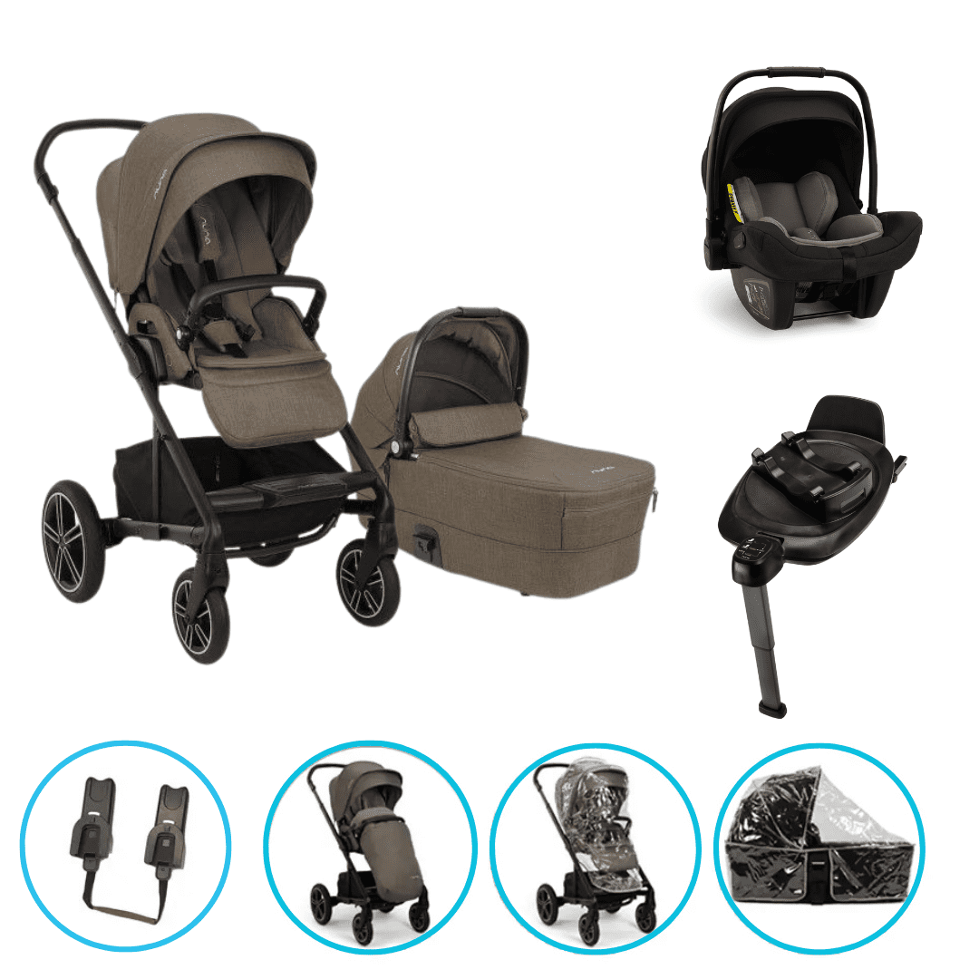 Nuna MIXX next 4in1 Kinderwagen Set Pistachio inkl. Pipa Next Caviar-Chocolate, Base Next und gratis Zubehör