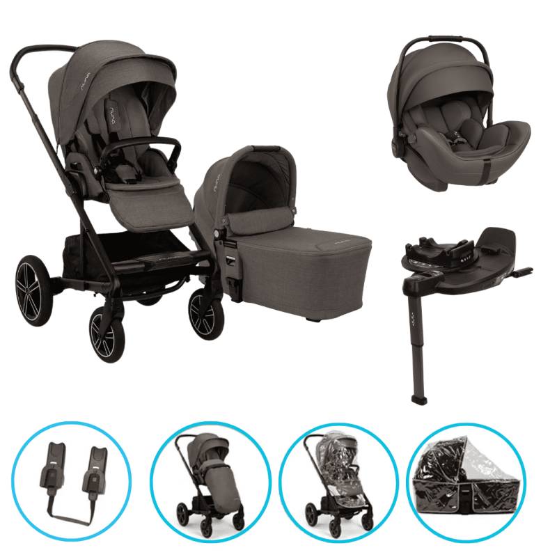 Nuna MIXX next 4in1 Kinderwagen Set Thunder inkl. Arra flex Thunder, Base Curv & gratis Zubehör