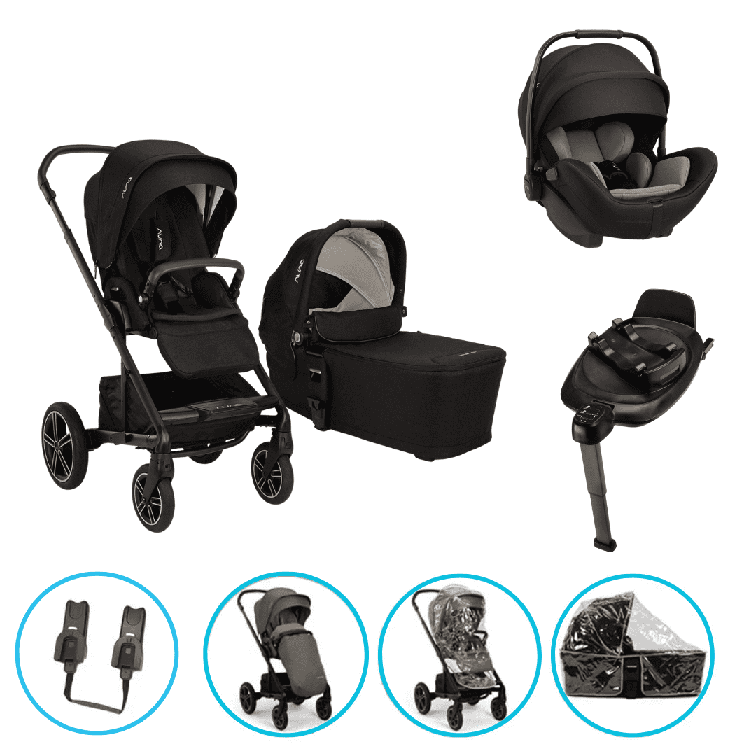 Nuna MIXX next 8in1 Kinderwagen Set Caviar inkl. Arra flex Caviar, Base Next & gratis Zubehör