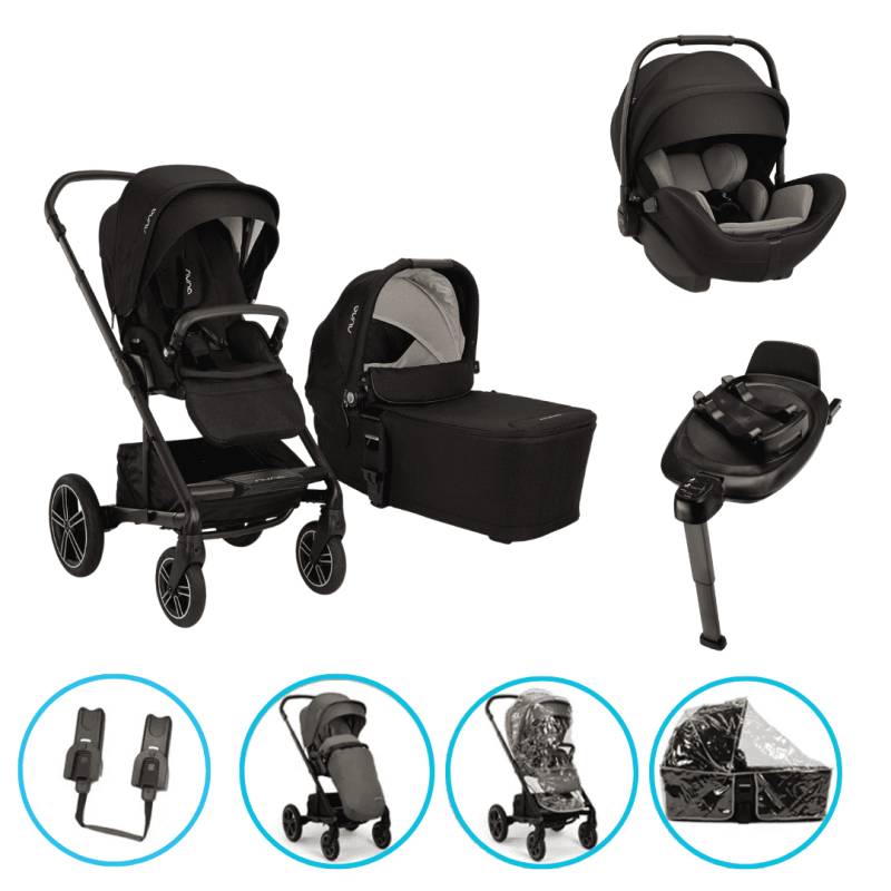 Nuna MIXX next 8in1 Kinderwagen Set Caviar inkl. Arra flex Caviar, Base Next & gratis Zubehör Nuna MIXX next 8in1 Kinderwagen Set Caviar inkl. Arra flex Caviar, Base Next & gratis Zubehör