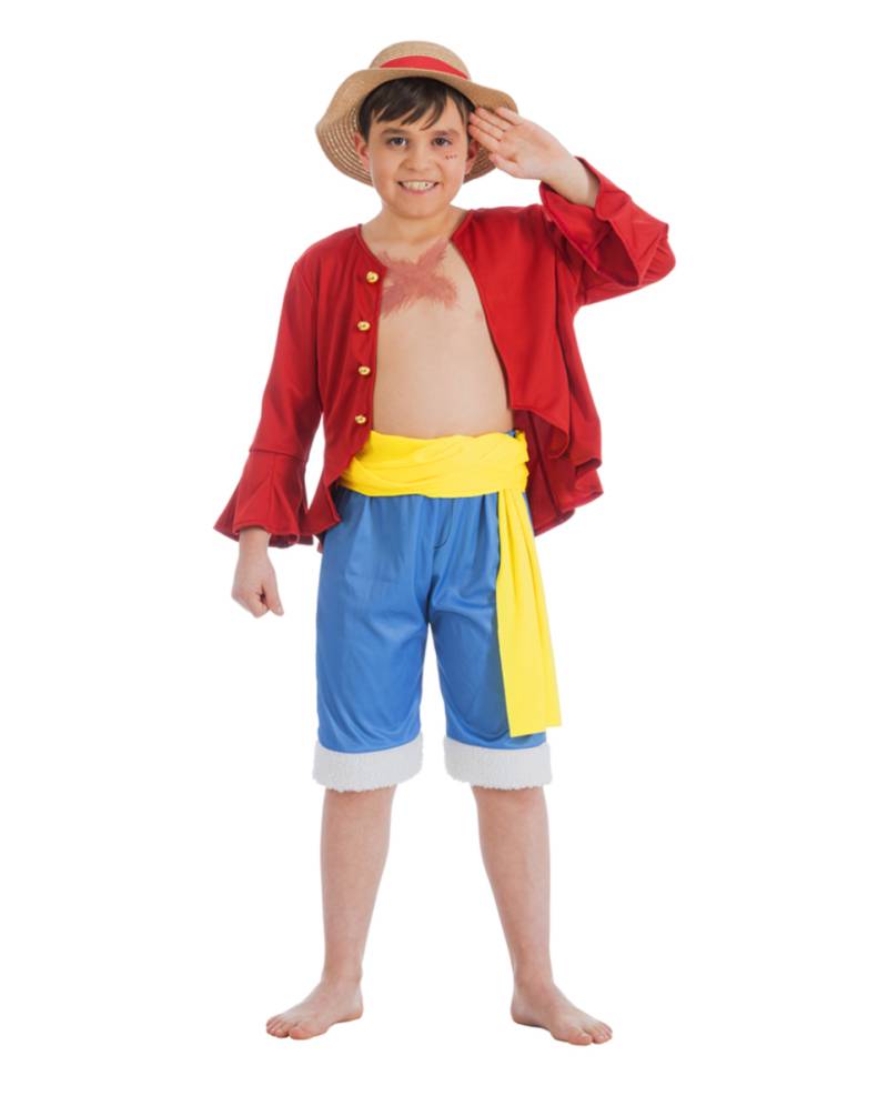 One Piece Ruffy Kinderkostüm 4-tlg 140 One Piece Ruffy Kinderkostüm 4-tlg 140