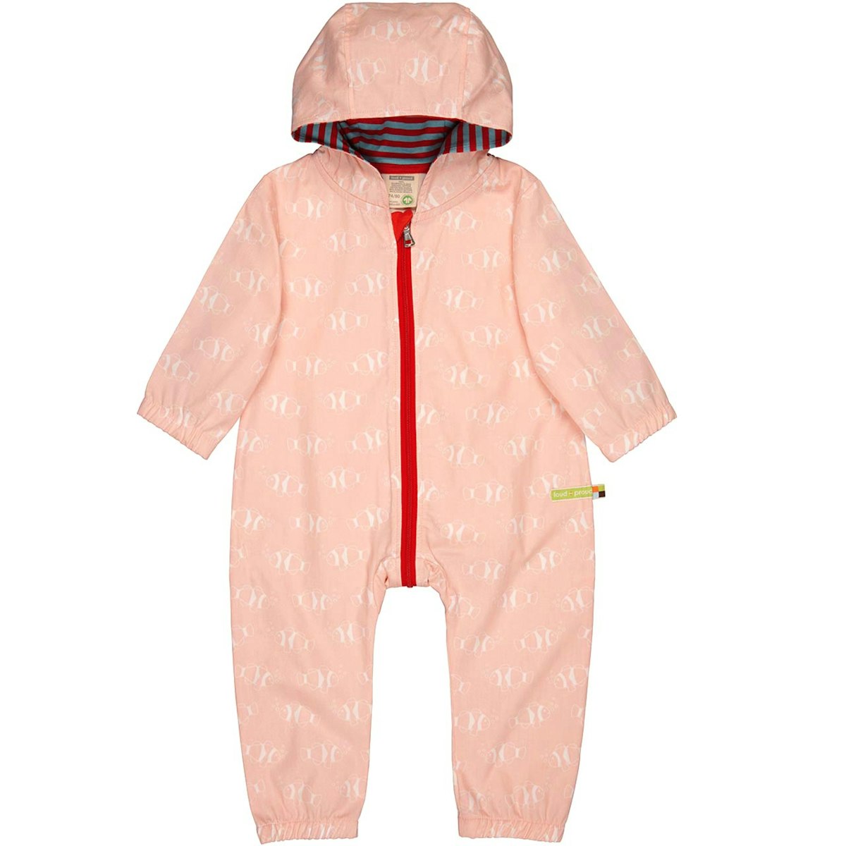 Outdoor Ungefütterter Baby Overall rosa Fische 50/56