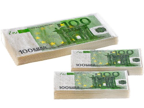 PEARL Scherz-Artikel: Imponier-Set 20 Taschentücher & 10 Servietten im 100-Euro-Design (Spaßartikel für Party, Geschenk-Artikel, Fasching) von PEARL