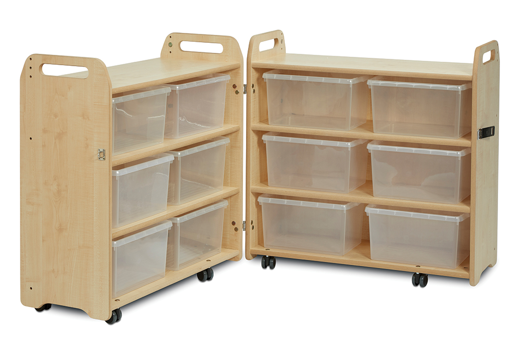 Packbarer Schrank mit 12 transparenten Boxen