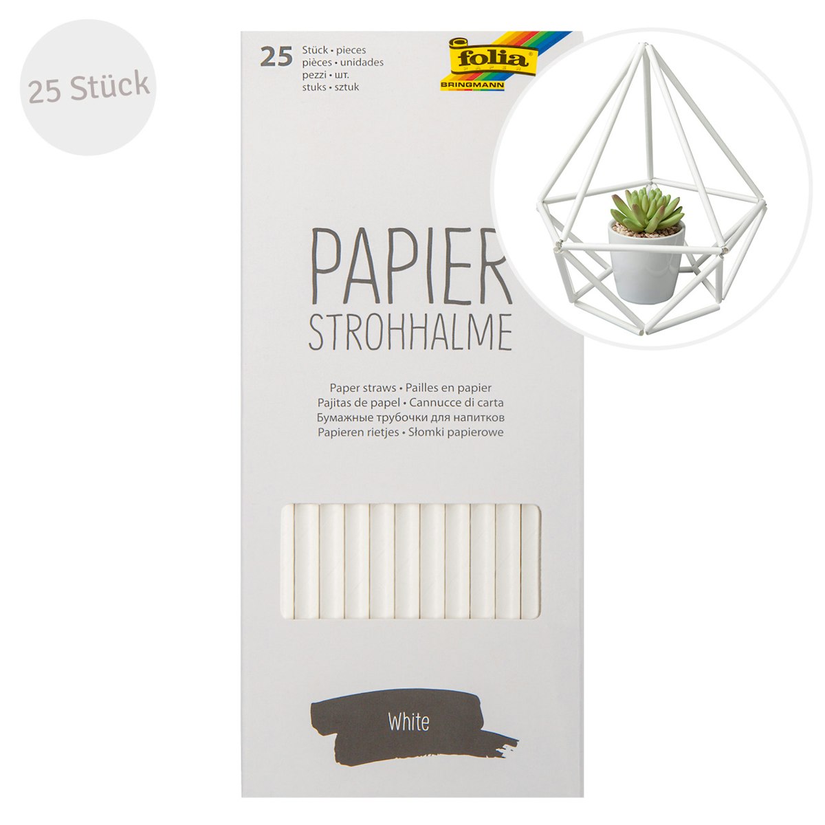 Papier Strohhalm 25 Stück lebensmittelecht weiss Papier Strohhalm 25 Stück lebensmittelecht weiss