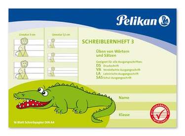 Pelikan Schreiblernheft 3, A4, 16 Blatt