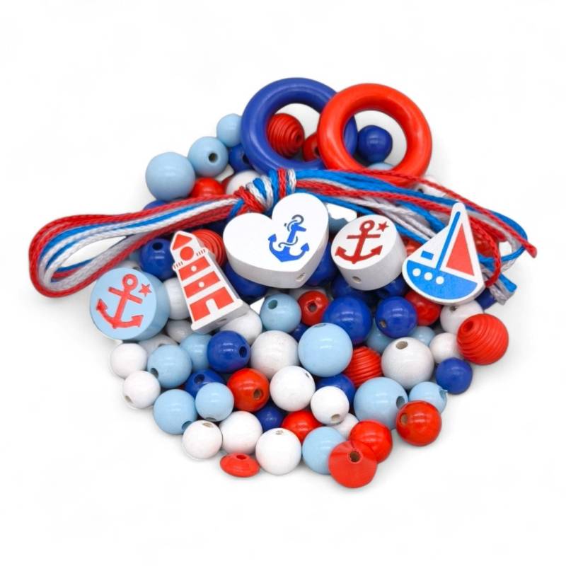 Perlenmix Meeresbrise – Maritimer Holzperlenmix zum Basteln