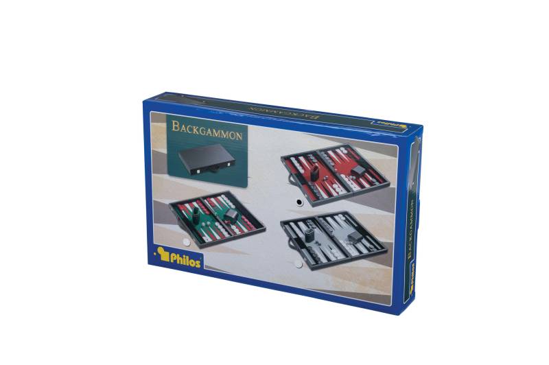 Philos - Backgammon rot, medium, Kunstleder