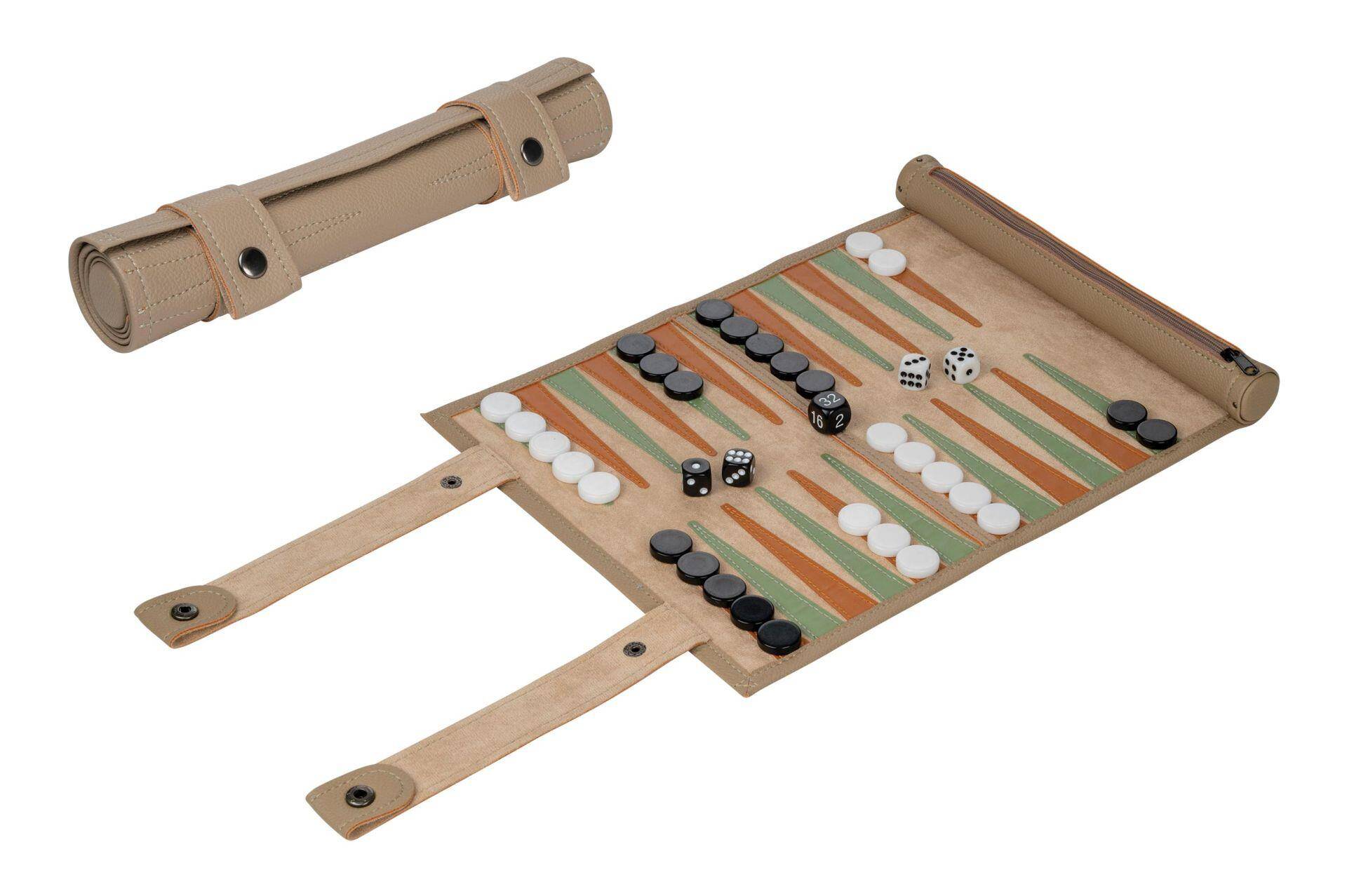 Philos - Philos Backgammon – Reisespiel mit rollbarem Spielfeld