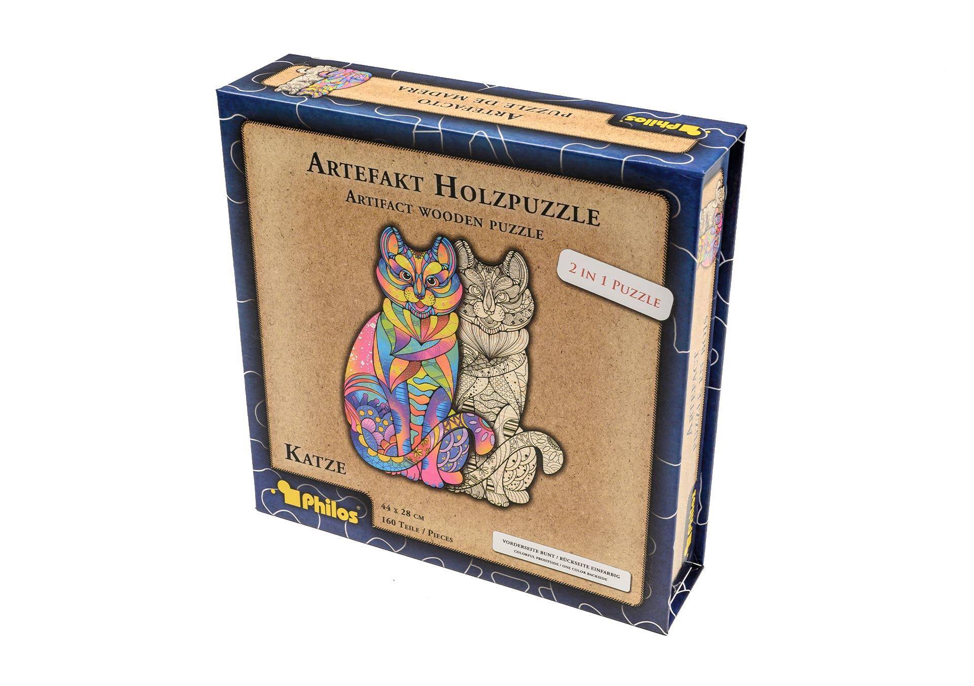 Philos - Puzzle Holz Artefakt 160 T: Katze 2 in 1