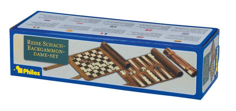 Philos - Reise-Schach-Backgammon-Dame-Set, aus Kunstleder