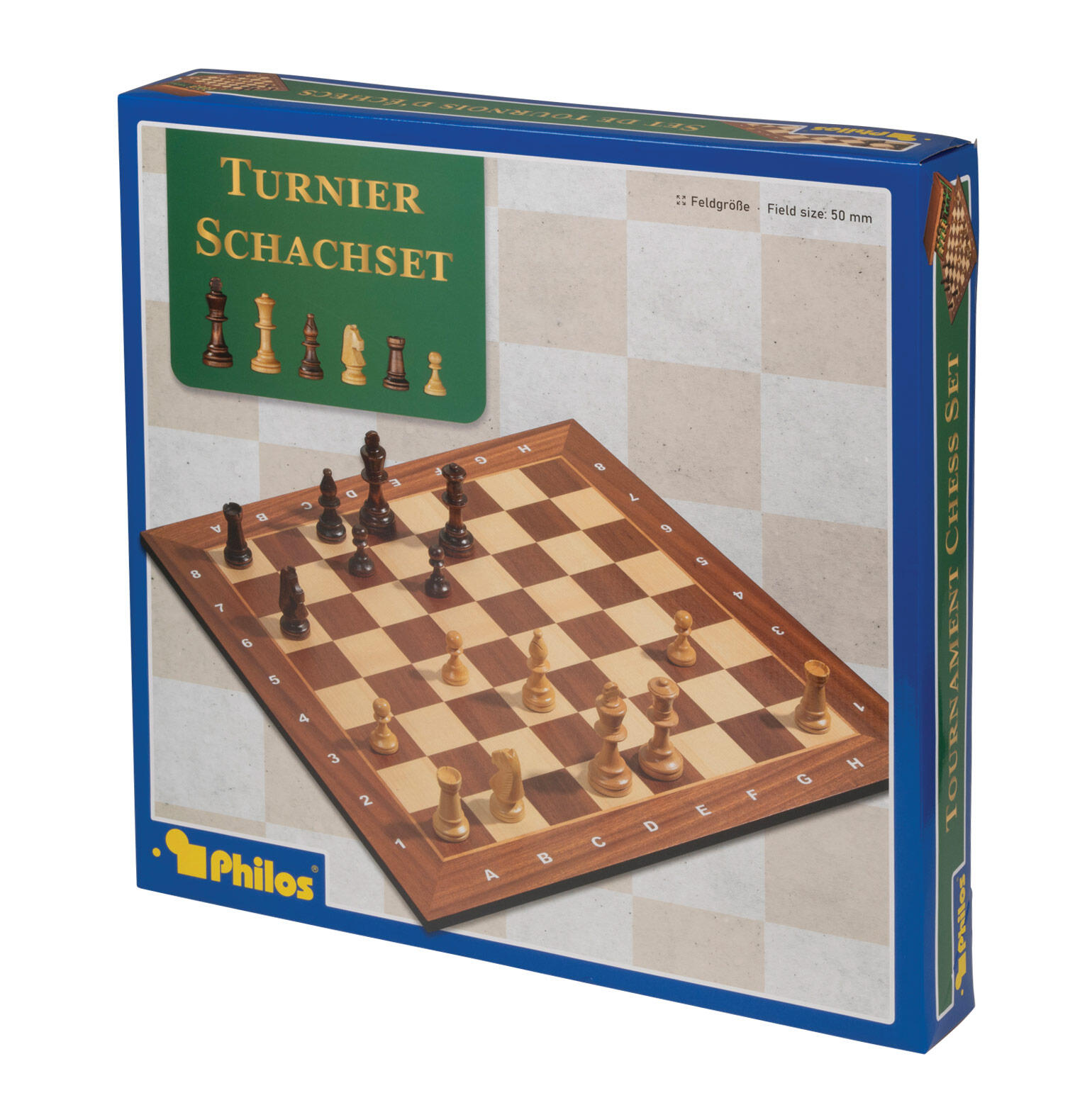 Philos - Schachset, Turnier, Feld 50 mm mit Holzkassette Philos - Schachset, Turnier, Feld 50 mm mit Holzkassette