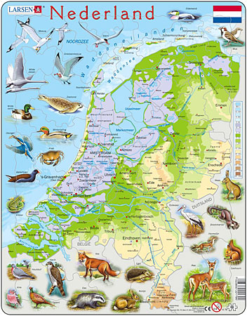 Physische Karte - Niederlande mit Tieren Physische Karte - Niederlande mit Tieren