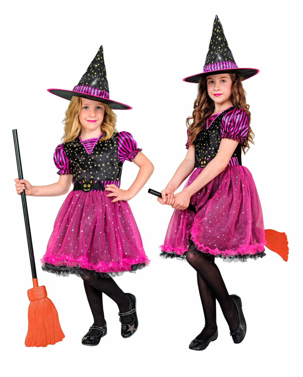 Pinke Glitzerhexe Kinderkostüm