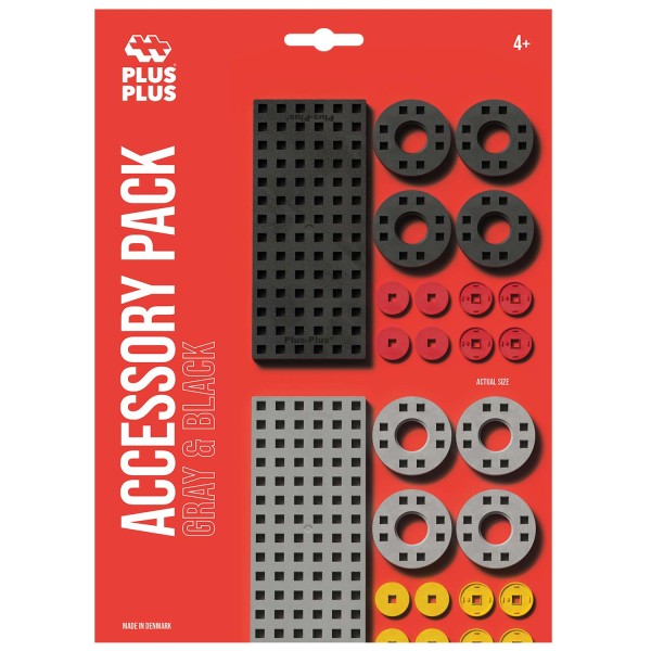 Plus-Plus Mini GO!: Zubehörset mit Räder, grau/schwarz Plus-Plus Mini GO!: Zubehörset mit Räder, grau/schwarz