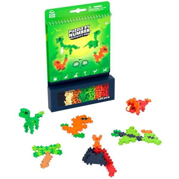 Plus-Plus Puzzle by Number Activity-Pad: Dinosaurier - 125 Bausteine
