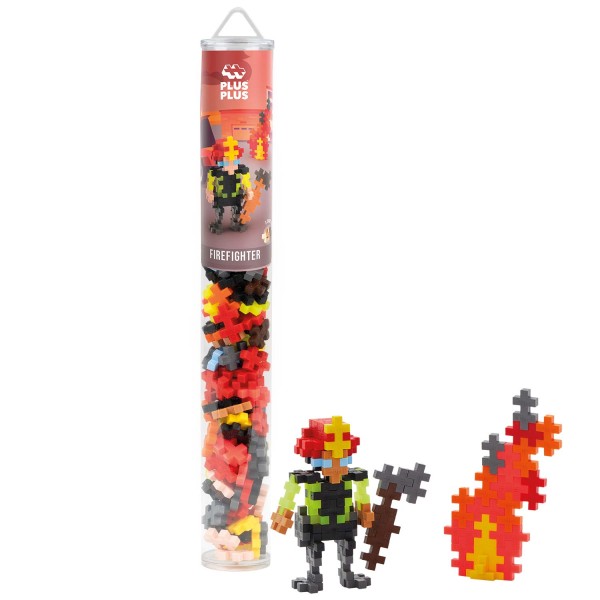 Plus-Plus Tube Mini Basic: Feuerwehrmann - 100 Bausteine